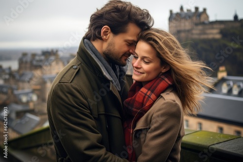 Couple in their 30s at the Edinburgh Castle Scotland