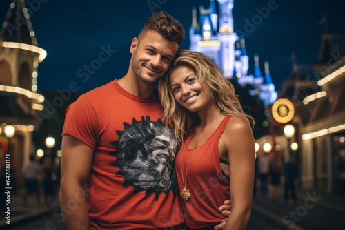 Couple in their 30s at the Disneyworld in Florida USA
