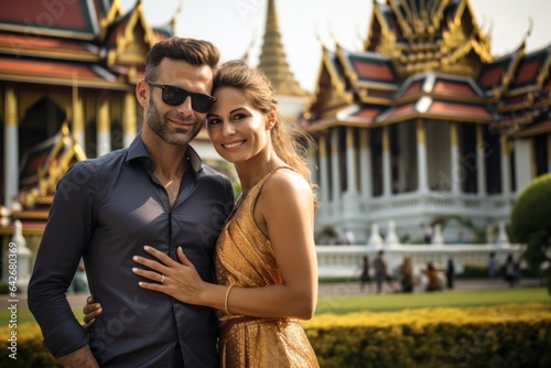 Couple in their 40s at the Grand Palace in Bangkok Thailand