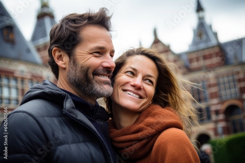 Couple in their 40s at the Rijksmuseum in Amsterdam Netherlands