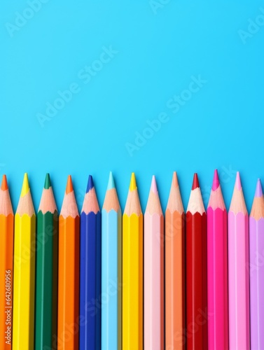 Artistic Colored pencil Art Tool Photorealistic Vertical Illustration. Design and Creativity. Ai Generated Bright Illustration with Professional Graphic Colored pencil Art Tool.