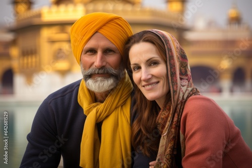 Couple in their 40s at the Golden Temple in Amritsar India