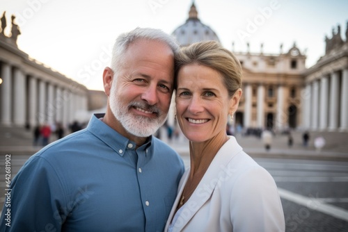 Couple in their 40s at the St. Peter Basilica in Vatican City