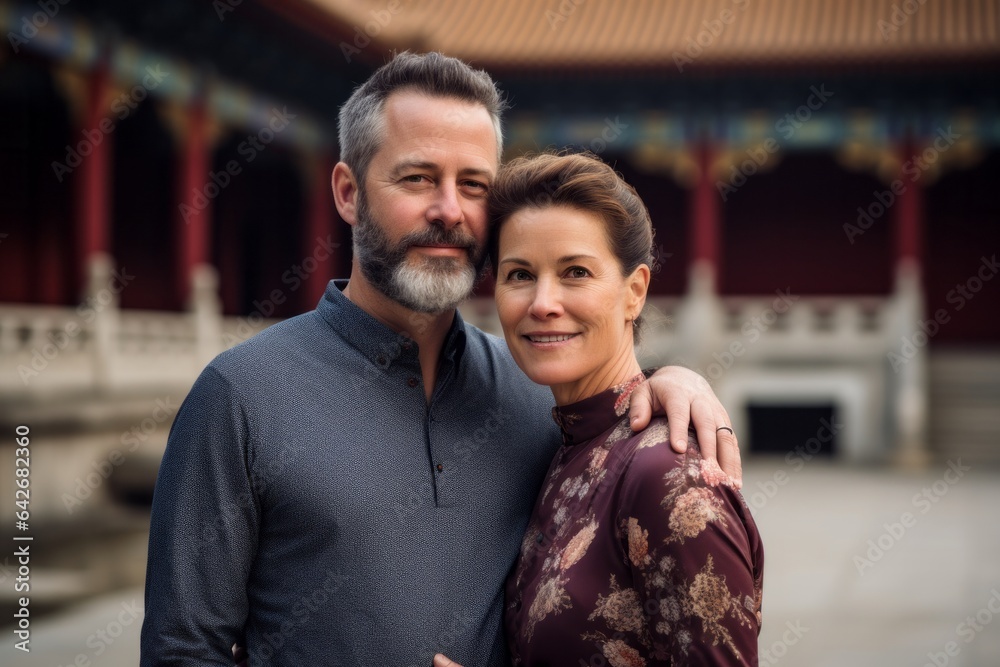 Couple in their 40s at the Palace Museum in Beijing China