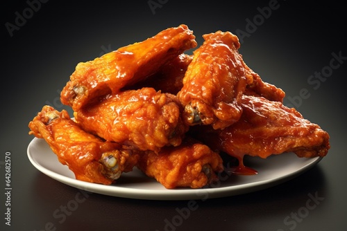 Appetizing chicken wings. Background with selective focus and copy space