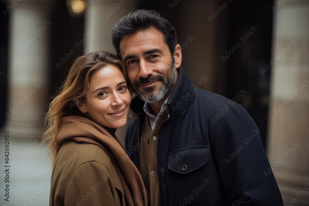 Fototapeta premium Couple in their 40s at the Prado Museum in Madrid Spain 