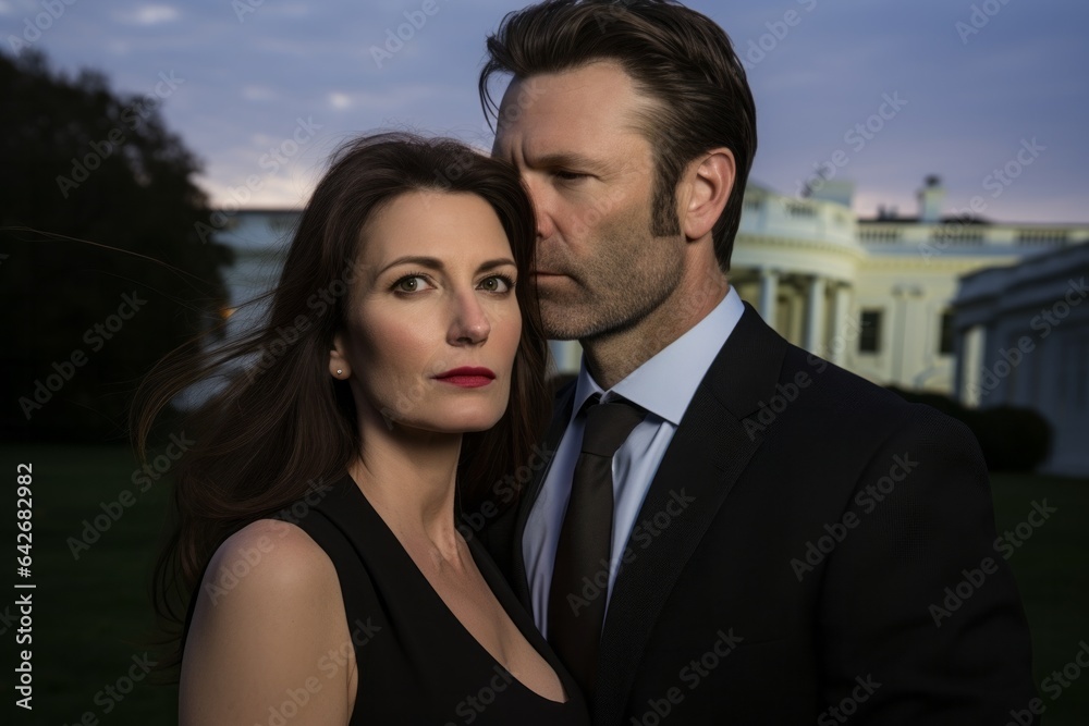 Couple in their 40s at the White House in Washington D Couple in their 40s at the White House in Washington D