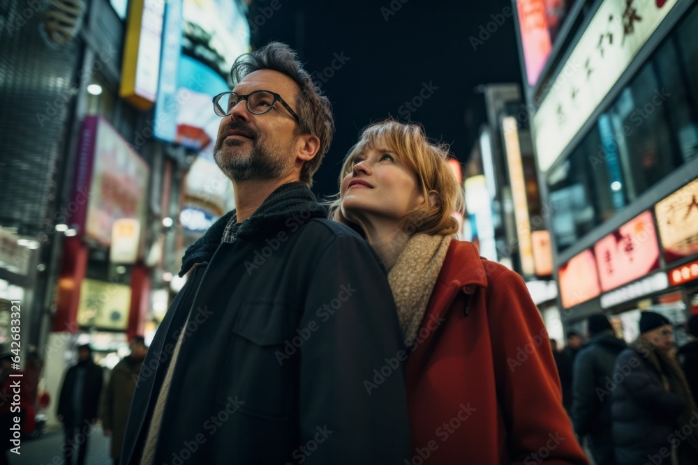 Couple in their 40s at the Shinjuku in Tokyo Japan