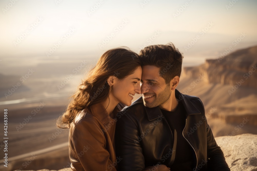Couple in their 30s at the Masada in Southern District Israel Couple in their 30s at the Masada in Southern District Israel