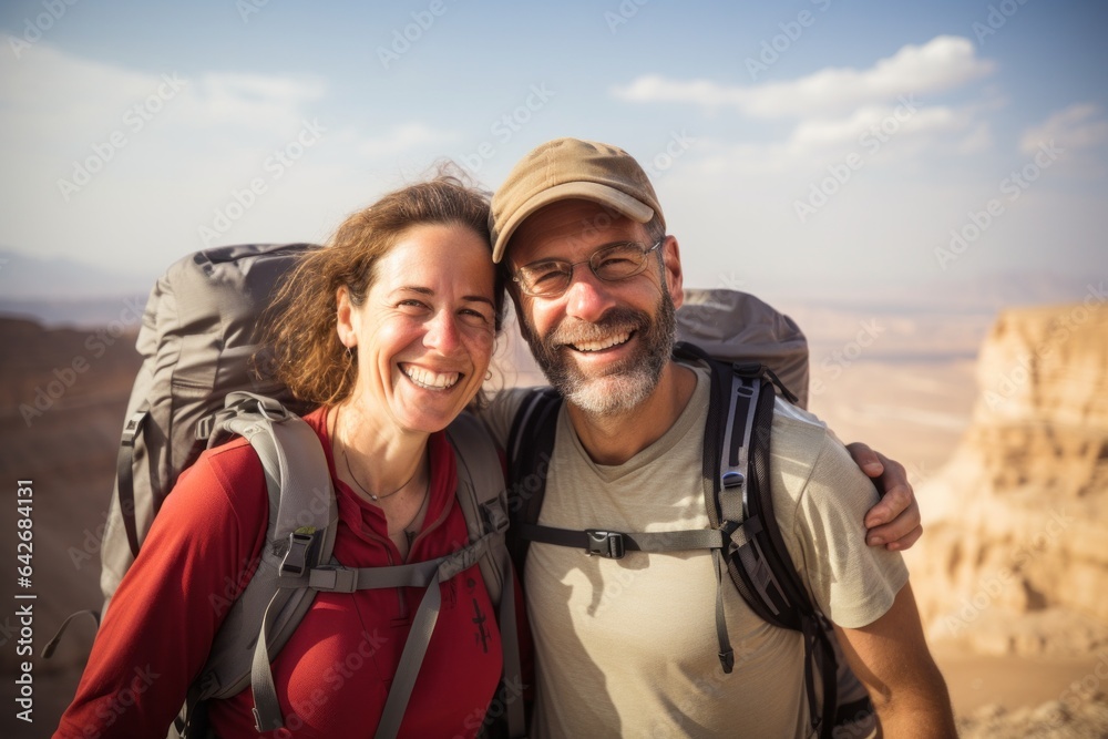 Couple in their 40s at the Masada in Southern District Israel Couple in their 40s at the Masada in Southern District Israel