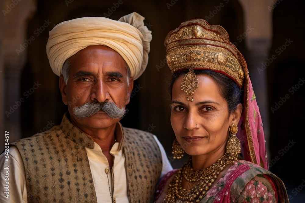 Couple in their 40s at the Amber Fort in Jaipur India