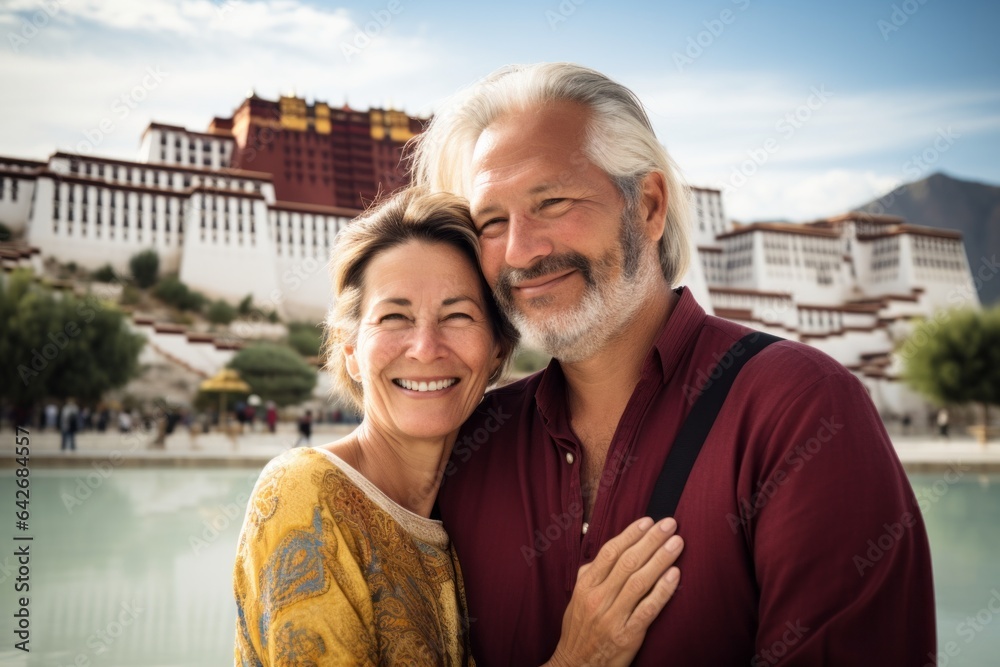 Couple in their 40s at the Potala Palace in Lhasa Tibet