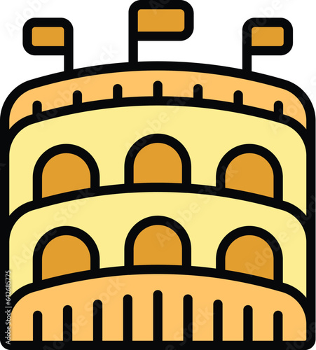 Gladiator amphitheater icon outline vector. Building ancient. Old stadium color flat