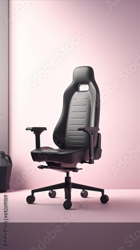 office or gaming chair in black with dappled sunlight background on wall can be use for copy space quote template job seeker elegant