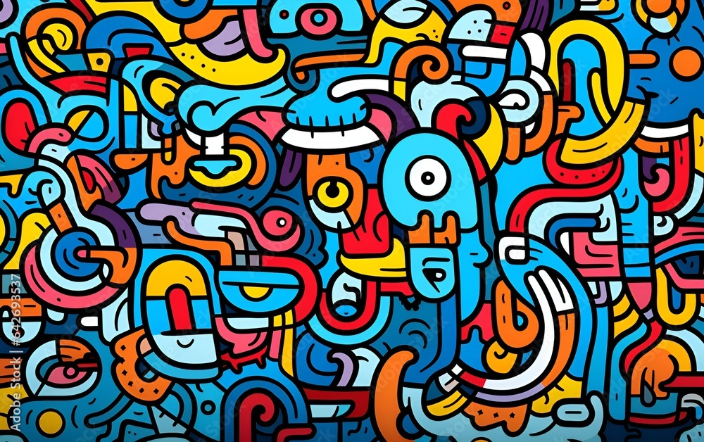 Animated and colorful doodle pattern background