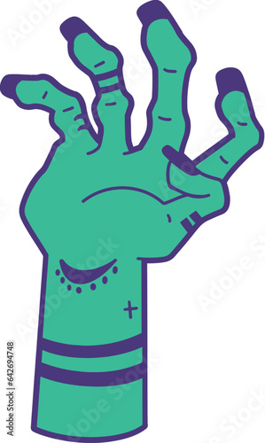 Witch hand with sign, halloween decoration vector illustration