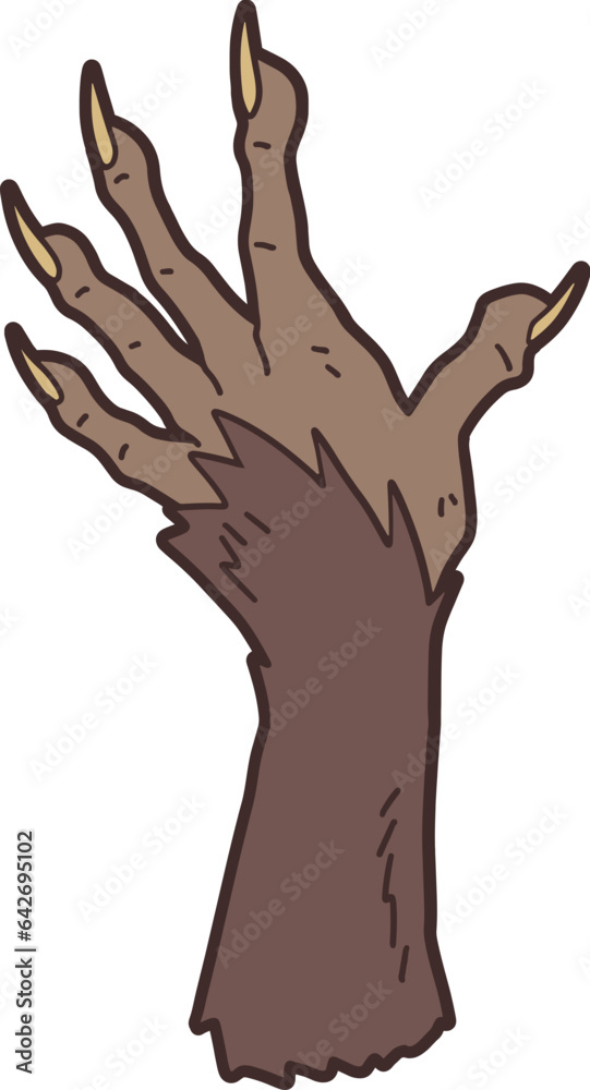 Werewolf hand with sign, halloween decoration vector illustration Werewolf hand with sign, halloween decoration vector illustration