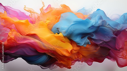 Close-Up of Colorful Paint Streak on White Background A Vibrant Burst of Creativity and Expression
