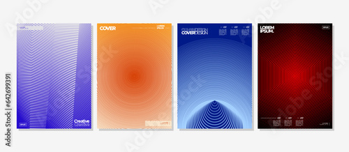 Set of minimalist modern dynamic line abstract cover design