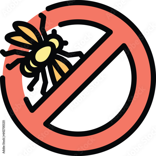 No mosquito icon outline vector. Insect net. Control pest color flat