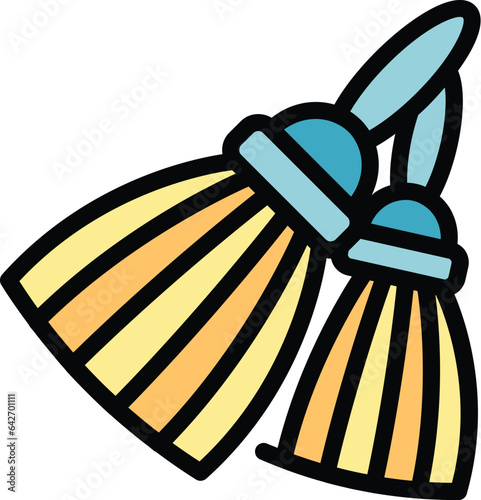 Temple bell icon outline vector. City culture. Old prayer color flat