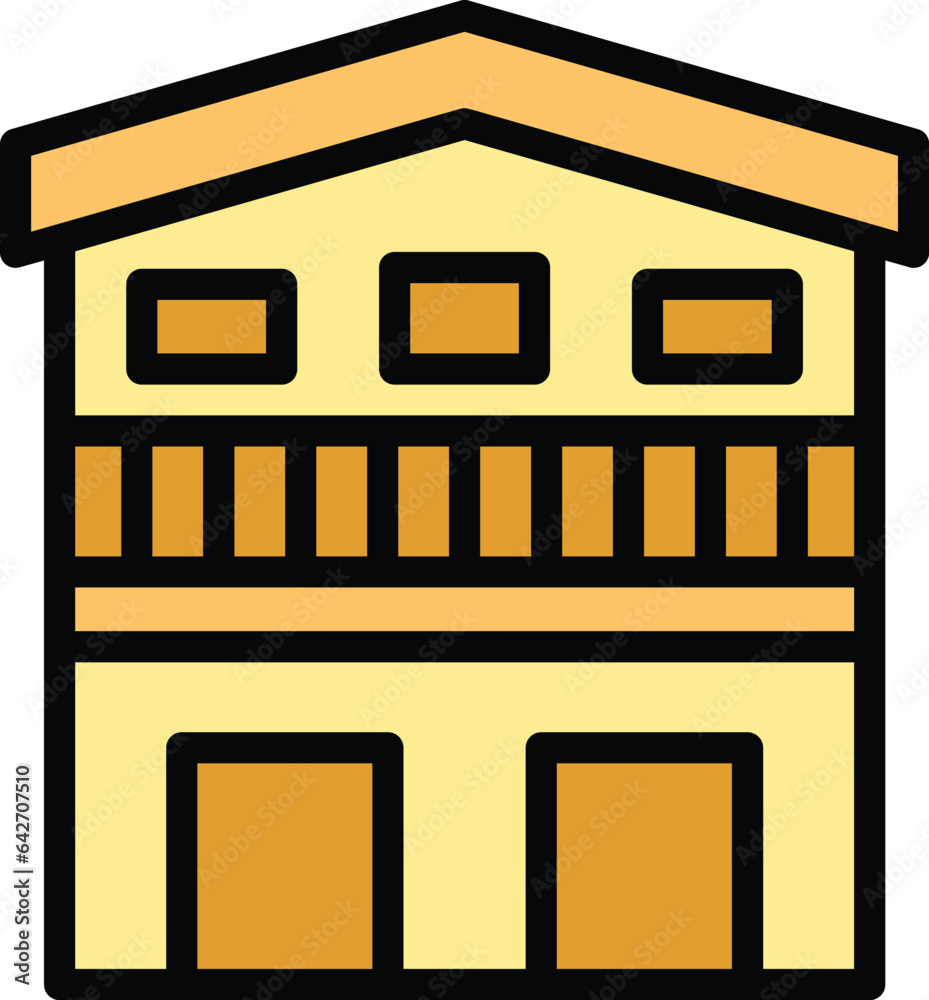 Casablanca tower house icon outline vector. City skyline. African building color flat Casablanca tower house icon outline vector. City skyline. African building color flat