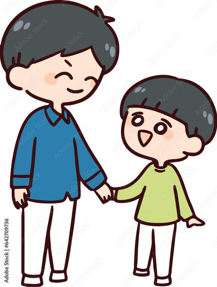 手を繋いで歩く親子 手を繋いで歩く親子