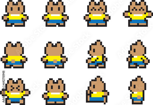 動物ドット絵　くま　モーションセット