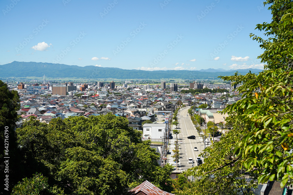 福島県会津の飯盛山から望む市街地