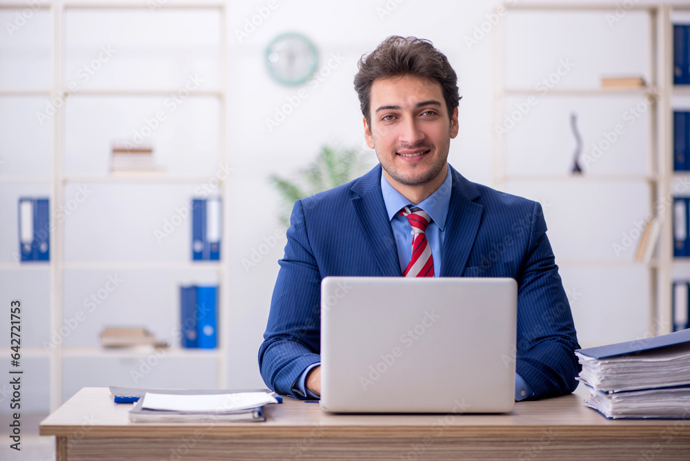 Young male employee working in the office Young male employee working in the office