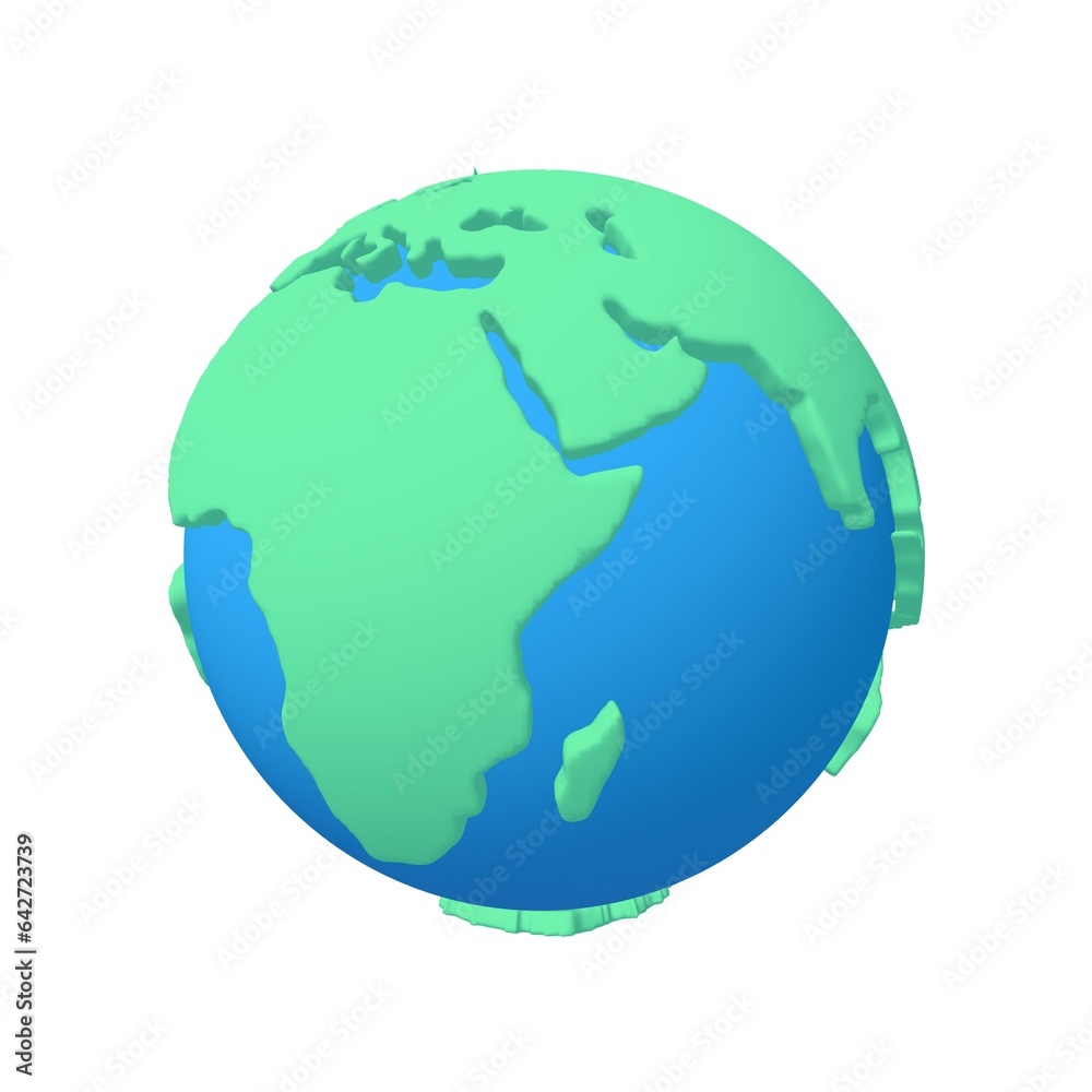 Cartoon planet Earth 3d render icon on white background Cartoon planet Earth 3d render icon on white background