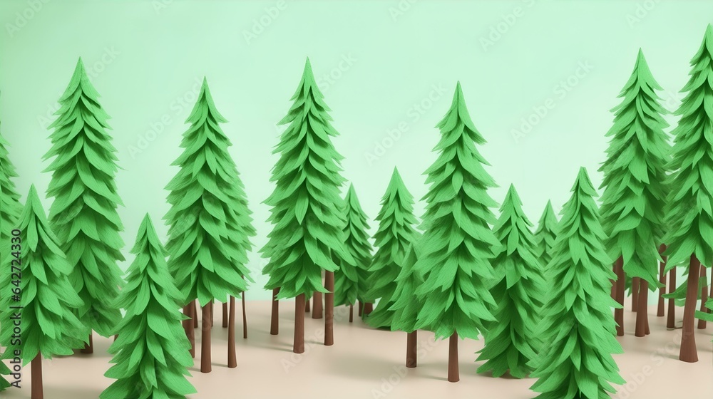 森林、自然、紙アート、背景｜forest, nature, paper art, background. Generative AI