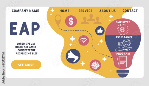 EAP - Employee Assistance Program acronym. business concept background. vector illustration concept with keywords and icons. lettering illustration with icons for web banner, flyer, landing