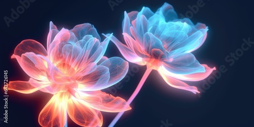 Beautiful abstract neon light pencil drawing floral design background. beautiful Generative AI AIG32