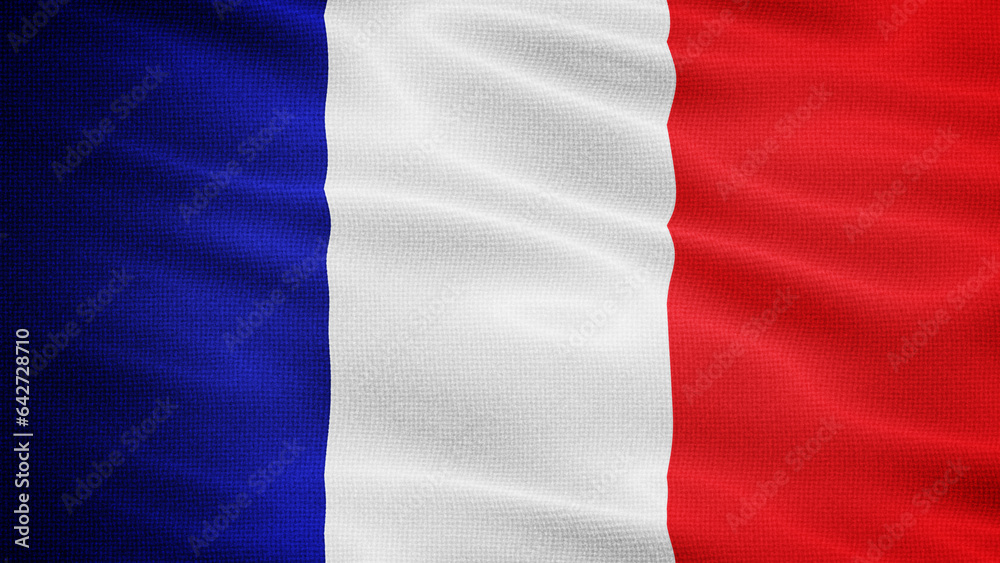 Waving Fabric Texture Of France National Flag Graphic Background