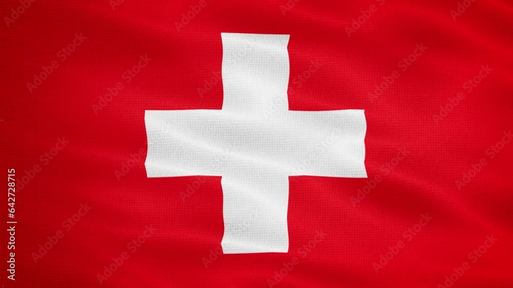 Natural Waving Fabric Texture Of Switzerland National Flag Graphic Background, Seamless Loop Natural Waving Fabric Texture Of Switzerland National Flag Graphic Background, Seamless Loop