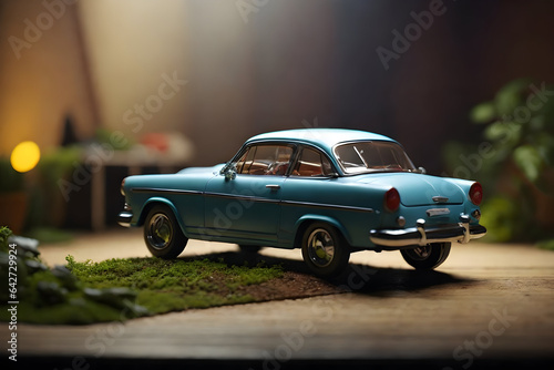 A car toys with diorama, set against a minimalist studio background. Generative AI © Rudi