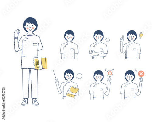 女性医療従事者の表情　バリエーションセット