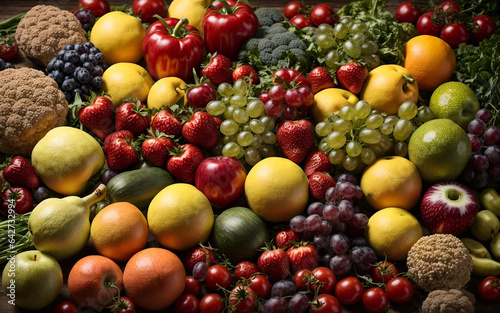 fruits and vegetables background made with Generative AI