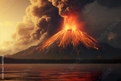 Explosive and volcanic eruption with thick fumes and smoke © Jeremy