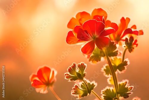 Artistic shot of geranium flower  Sunset Orange Color beautiful flowers background