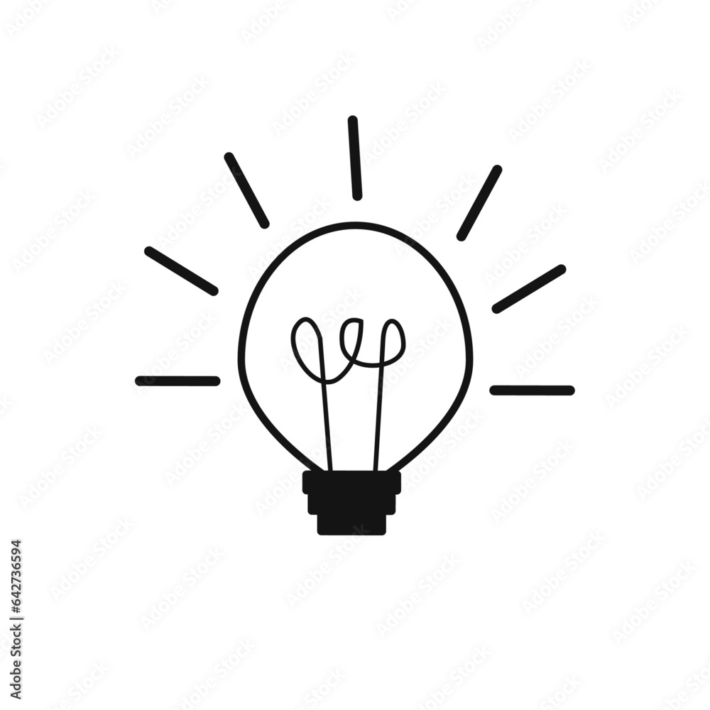 Vector handdrawn idea lamp doodle icon. hand drawn black sketch. sign symbol Vector handdrawn idea lamp doodle icon. hand drawn black sketch. sign symbol