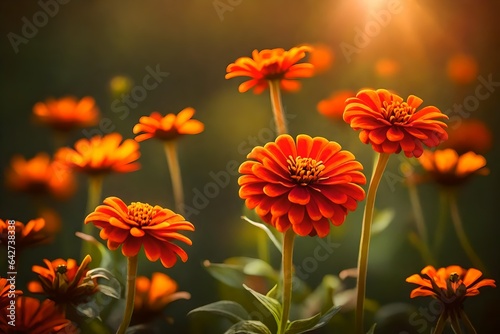 Artistic shot of zinnia flower, Radiant Orange Color beautiful flowers background © Farhana