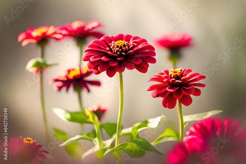 Artistic shot of zinnia flower, Raspberry Red Color beautiful flowers background