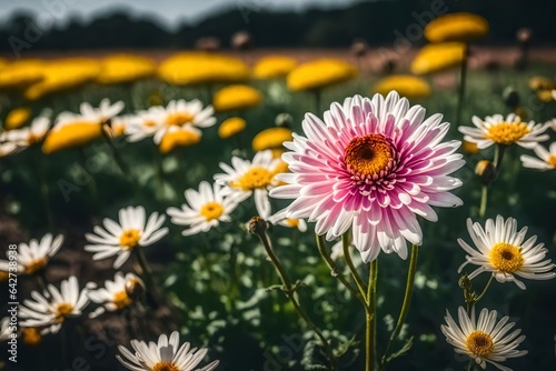 closeup of  chrysanthemum flower  flowers field background  fresh flower photo  beautiful floral image