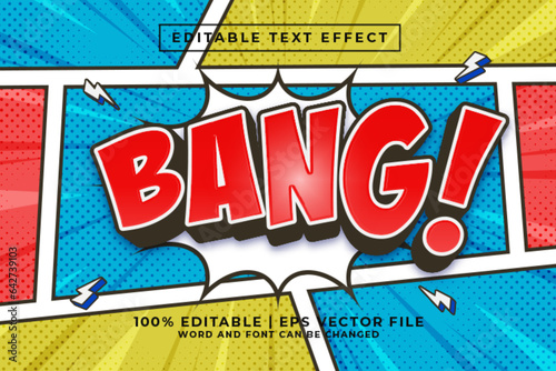 Bang 3d Editable Text Effect Comic Cartoon Style Premium Vector