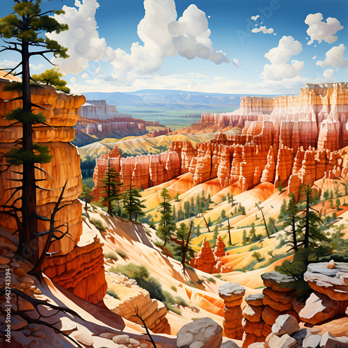 Leinwand Poster An oil painting of Bryce Canyon National Park