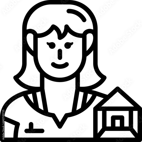 female interior designer line icon