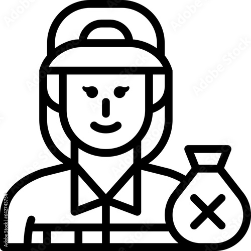 woman garbage collector line icon