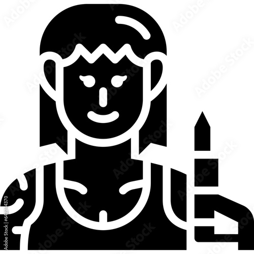 female tattoo artist solid icon